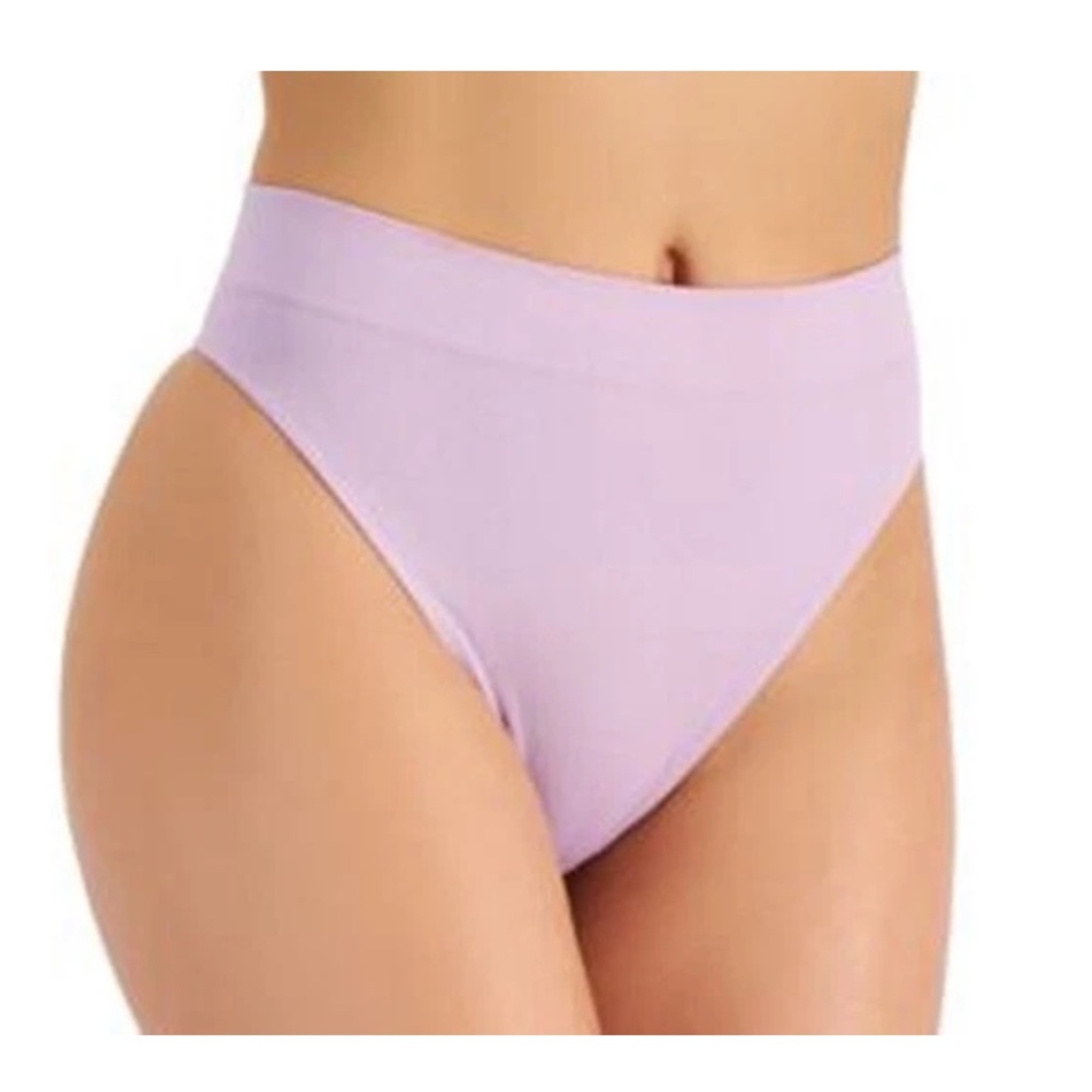 Jenni Intimates Seamless Ribbed Hi-Cut Thong in Lilac